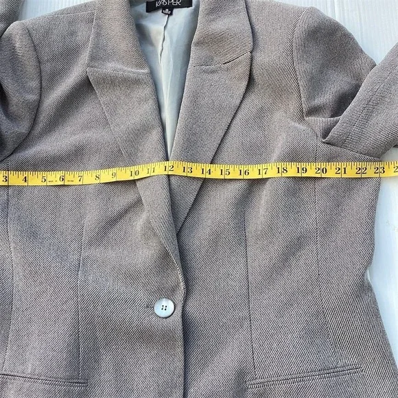 Kasper Women's Gray Blazer Size 18 One-Button Notched Lapels - Picture 7 of 11
